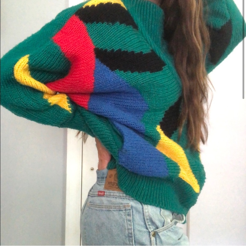 Vintage color block mock neck sweater - Picture 5 of 9